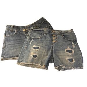 Girls Wonder Years Denim Shorts 2 Pair  Size 7/8
